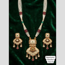 Manisha Jewellery Designer Pota Stone And Pearl Meenakari Long Necklace Set
