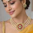 Manisha Jewellery Premium Pota Stone And Pearl Choker Necklace Set