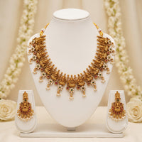 Manisha Jewellery Gorgeous Pota Stone And Pearl South Indian Temple Necklace Set