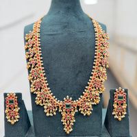 Manisha Jewellery Premium Pota Stone And Pearl Long Necklace Set