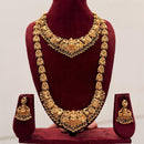 Manisha Jewellery Pota Stone And Pearl South Indian Temple Double Necklace Set