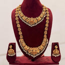 Manisha Jewellery Pota Stone And Pearl South Indian Temple Double Necklace Set