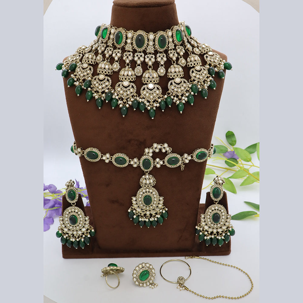 Manisha Jewellery Austrain And Pota Stone Semi Bridal Set Perfect For Pre Wedding Functions And Celebrations