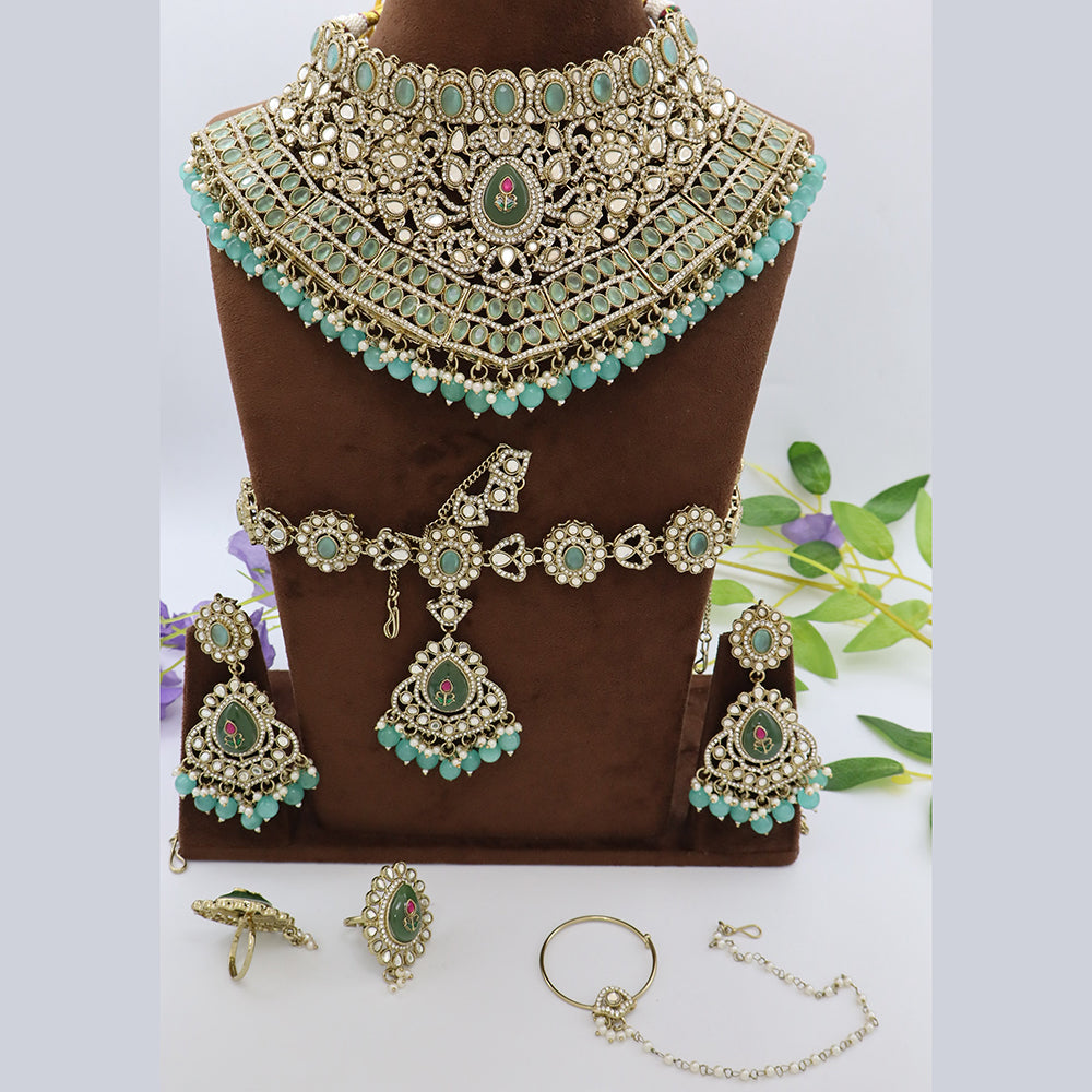 Manisha Jewellery Austrain And Pota Stone Semi Bridal Set Perfect For Pre Wedding Functions And Celebrations