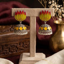 Manisha Jewellery Premium Oxidised Plated Pota Stone And Pearl Meenakari Jhumki Earrings