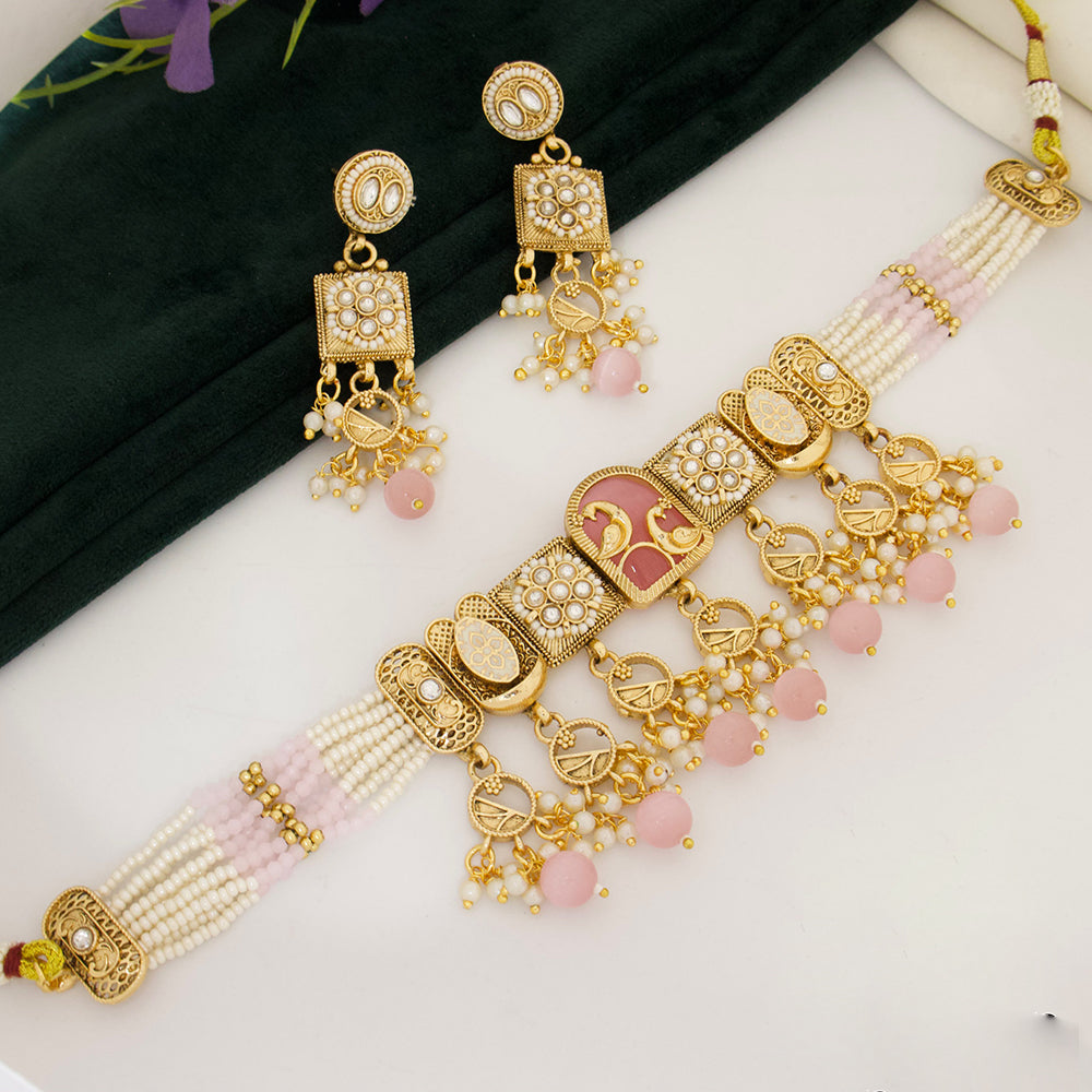 Manisha Jewellery Designer Pota Stone And Beads Choker Necklace Set