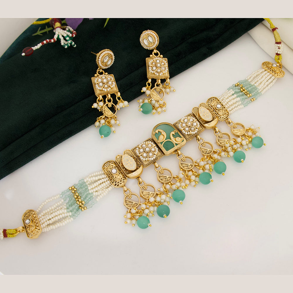Manisha Jewellery Designer Pota Stone And Beads Choker Necklace Set