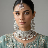 Manisha Jewellery Stylish Crystal Stone And Beads Designer Choker Necklace Set  