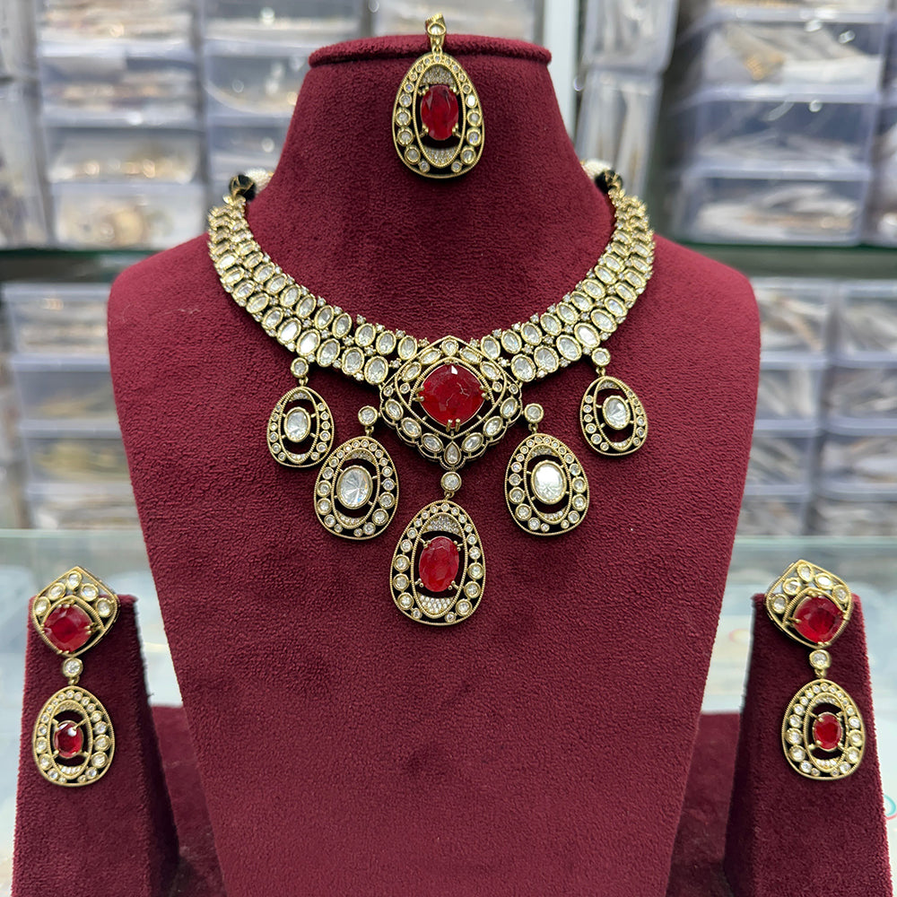 Manisha Jewellery Heritage Style Polki Kundan Stone Necklace Set