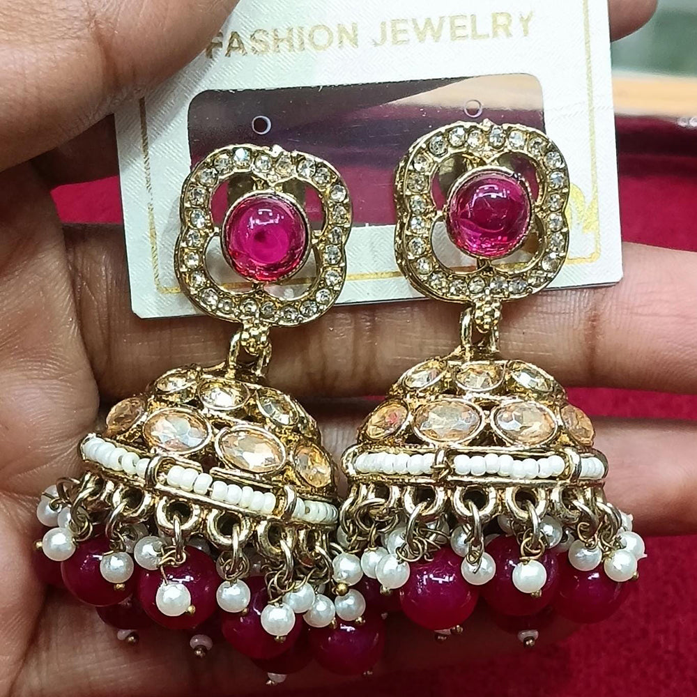 Manisha Jewellery Statement Pota Stone And Beads Jhumki Earrings 