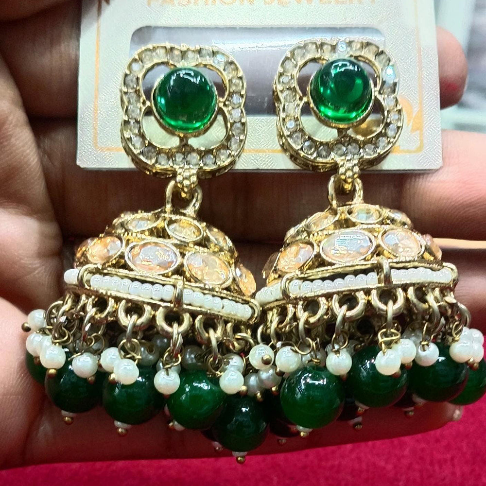 Manisha Jewellery Statement Pota Stone And Beads Jhumki Earrings