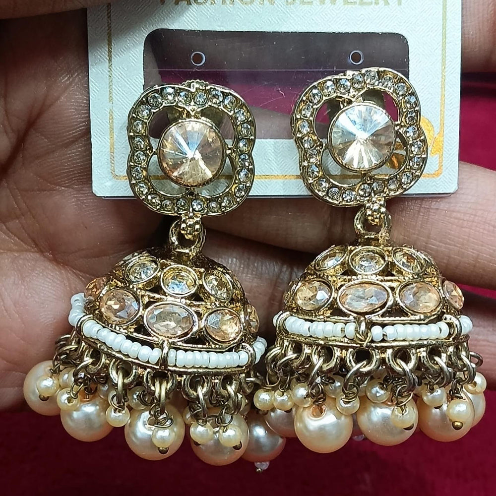 Manisha Jewellery Statement Pota Stone And Beads Jhumki Earrings