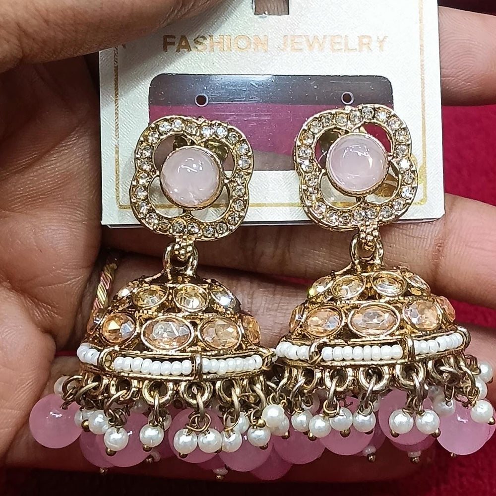 Manisha Jewellery Statement Pota Stone And Beads Jhumki Earrings
