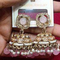 Manisha Jewellery Statement Pota Stone And Beads Jhumki Earrings