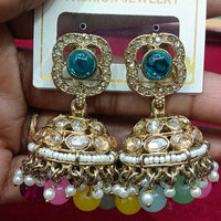 Manisha Jewellery Statement Pota Stone And Beads Jhumki Earrings