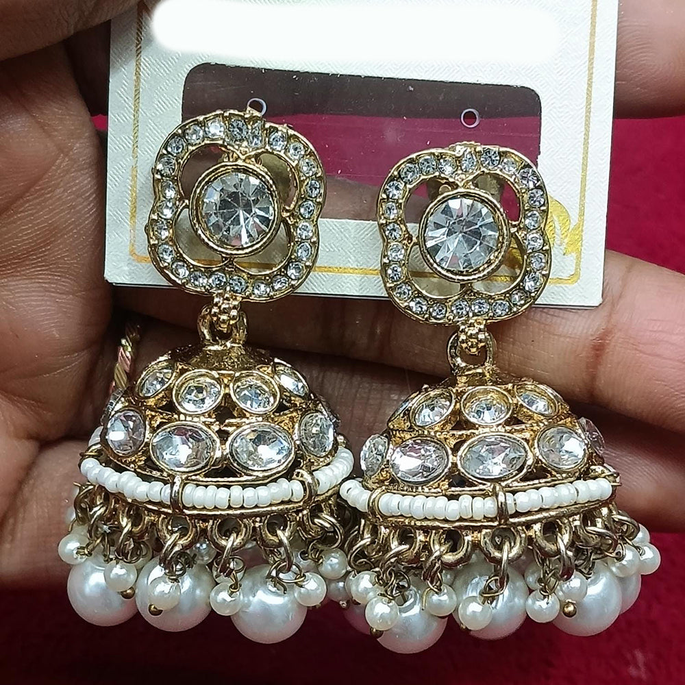 Manisha Jewellery Statement Pota Stone And Beads Jhumki Earrings