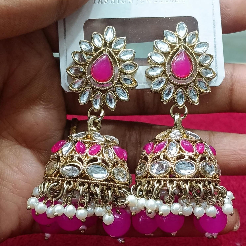 Manisha Jewellery Statement Pota Stone And Beads Jhumki Earrings 