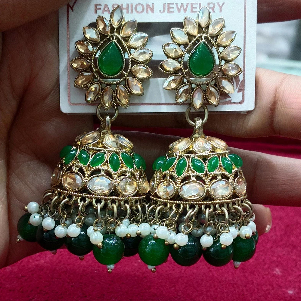Manisha Jewellery Statement Pota Stone And Beads Jhumki Earrings