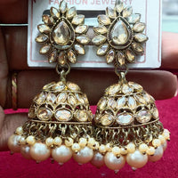 Manisha Jewellery Statement Pota Stone And Beads Jhumki Earrings