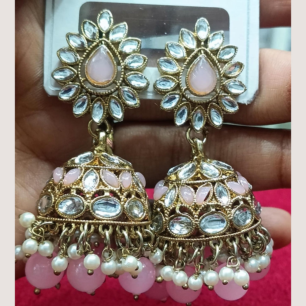 Manisha Jewellery Statement Pota Stone And Beads Jhumki Earrings