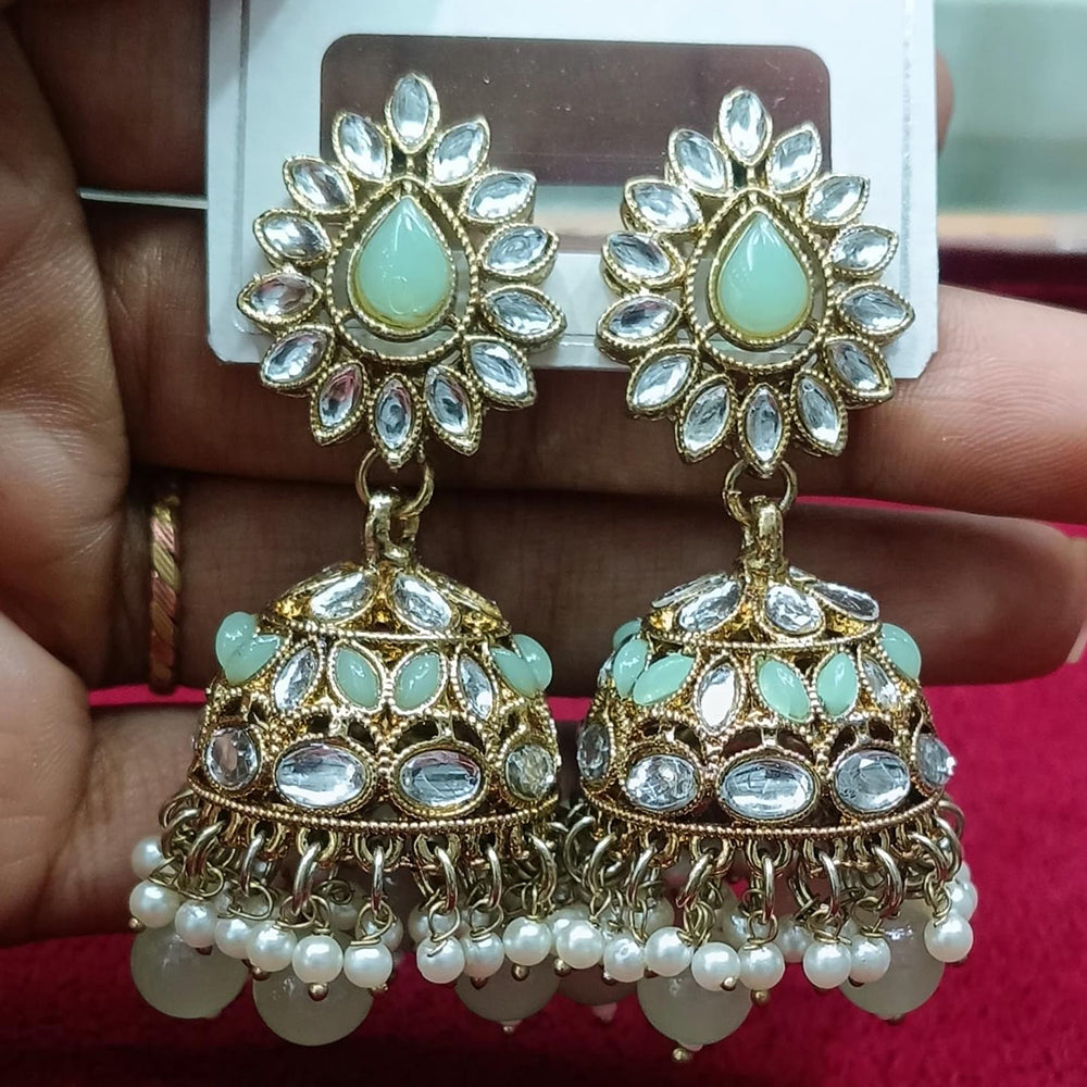 Manisha Jewellery Statement Pota Stone And Beads Jhumki Earrings