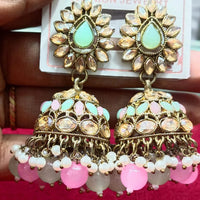 Manisha Jewellery Statement Pota Stone And Beads Jhumki Earrings