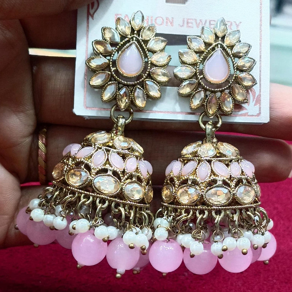 Manisha Jewellery Statement Pota Stone And Beads Jhumki Earrings