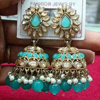 Manisha Jewellery Statement Pota Stone And Beads Jhumki Earrings