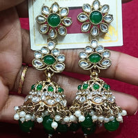Manisha Jewellery Statement Pota Stone And Beads Jhumki Earrings
