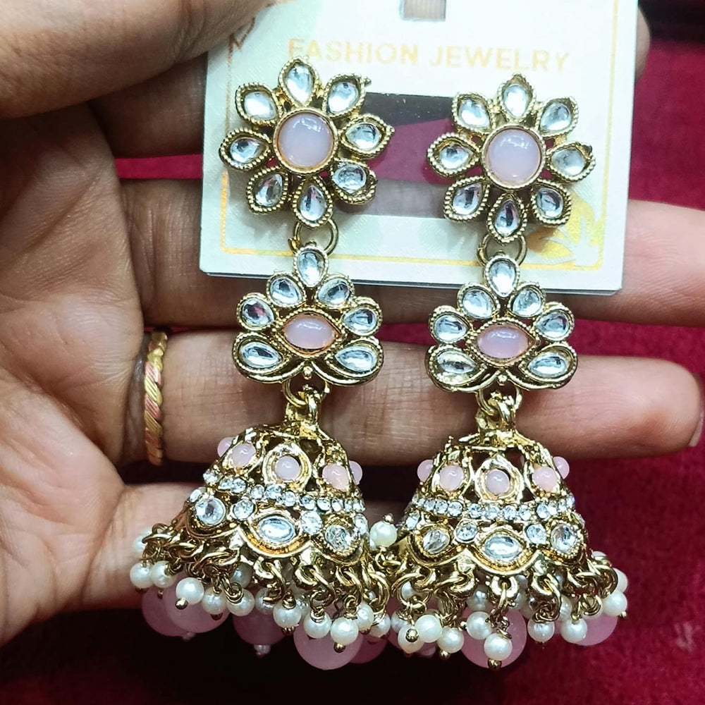 Manisha Jewellery Statement Pota Stone And Beads Jhumki Earrings