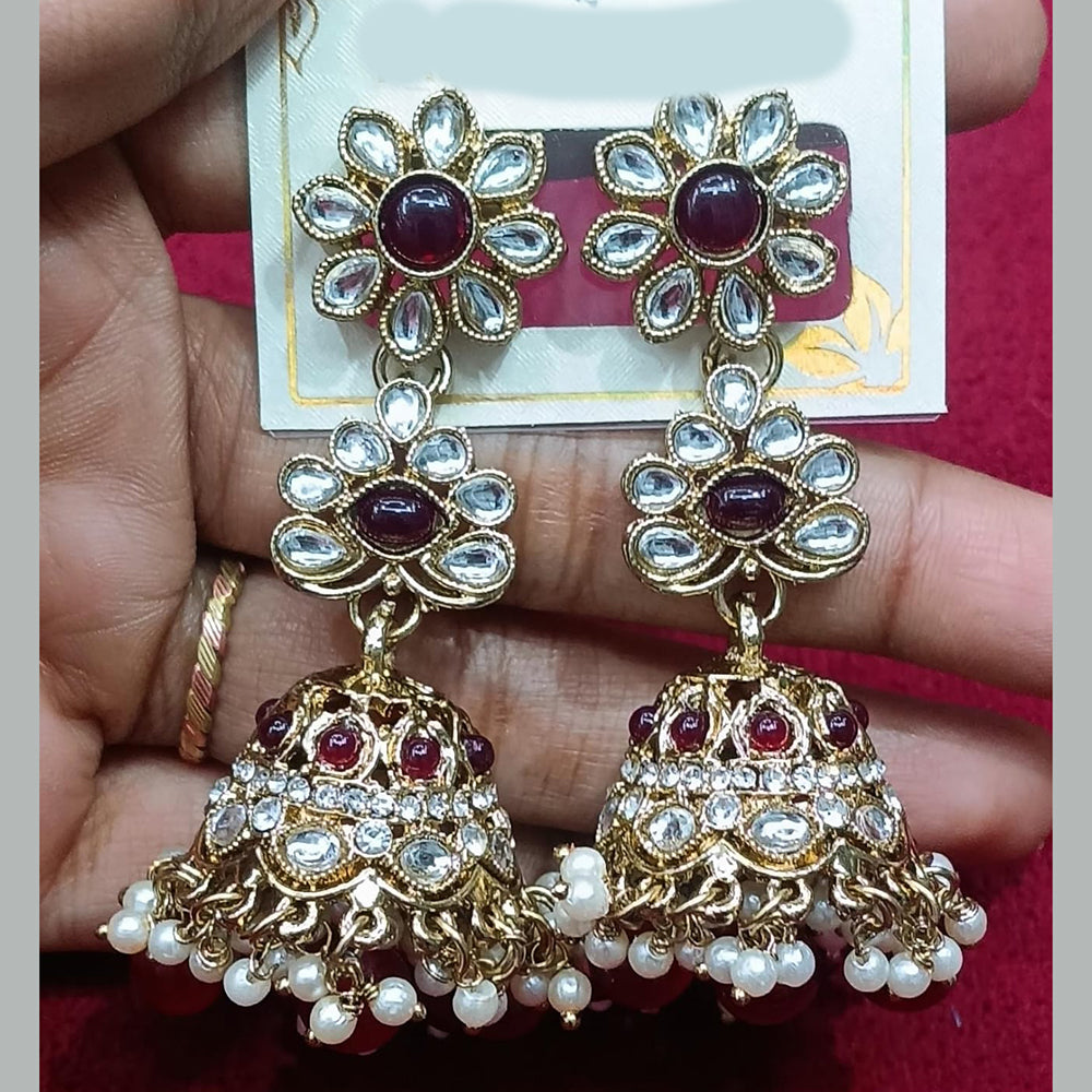 Manisha Jewellery Statement Pota Stone And Beads Jhumki Earrings