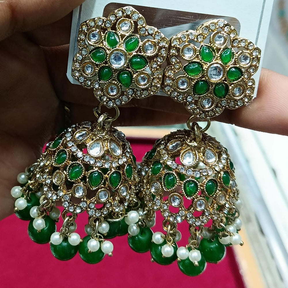 Manisha Jewellery Statement Pota Stone And Beads Jhumki Earrings
