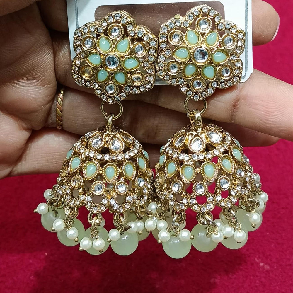 Manisha Jewellery Statement Pota Stone And Beads Jhumki Earrings