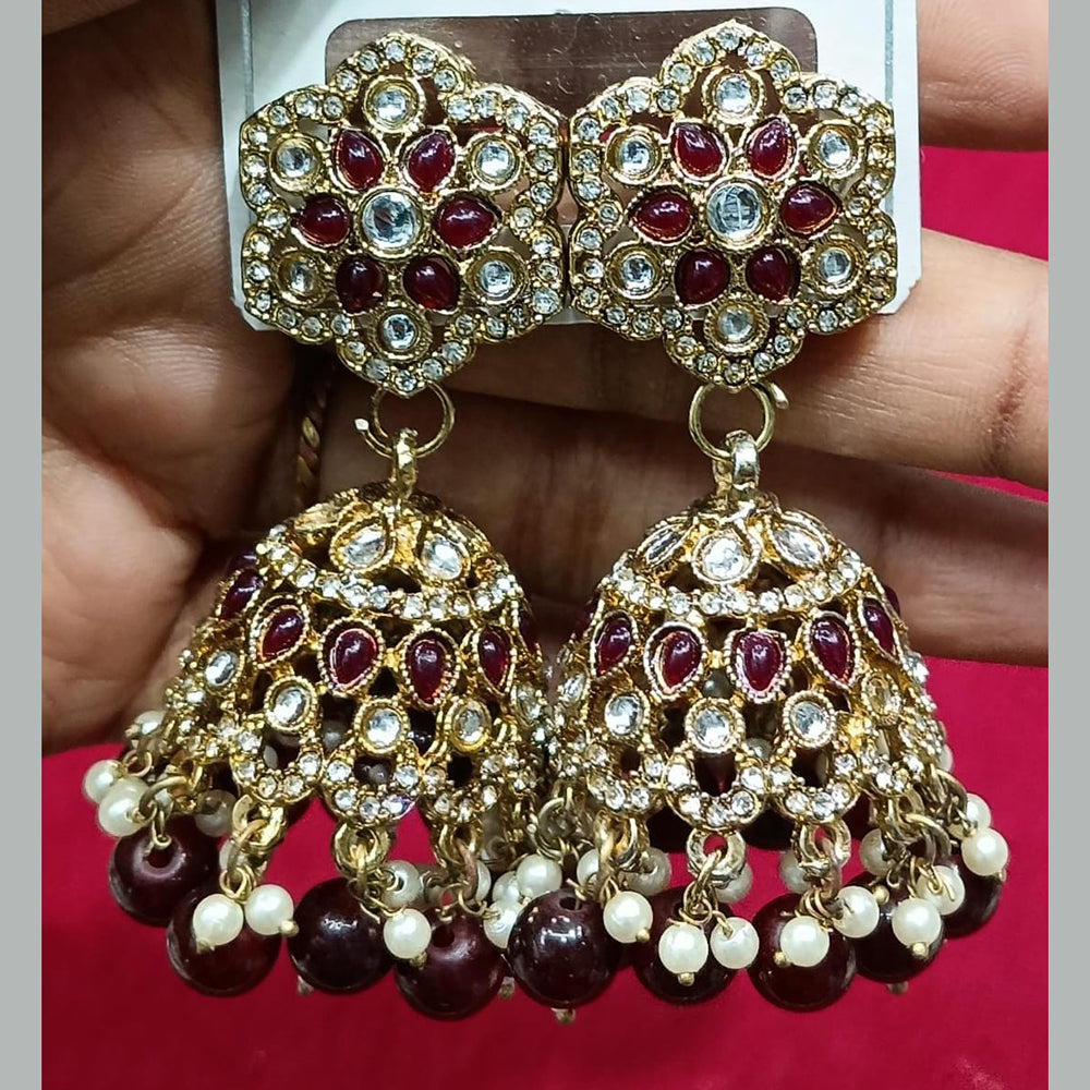 Manisha Jewellery Statement Pota Stone And Beads Jhumki Earrings