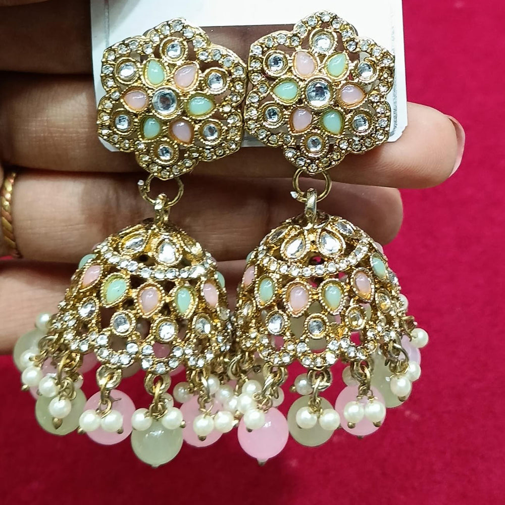 Manisha Jewellery Statement Pota Stone And Beads Jhumki Earrings