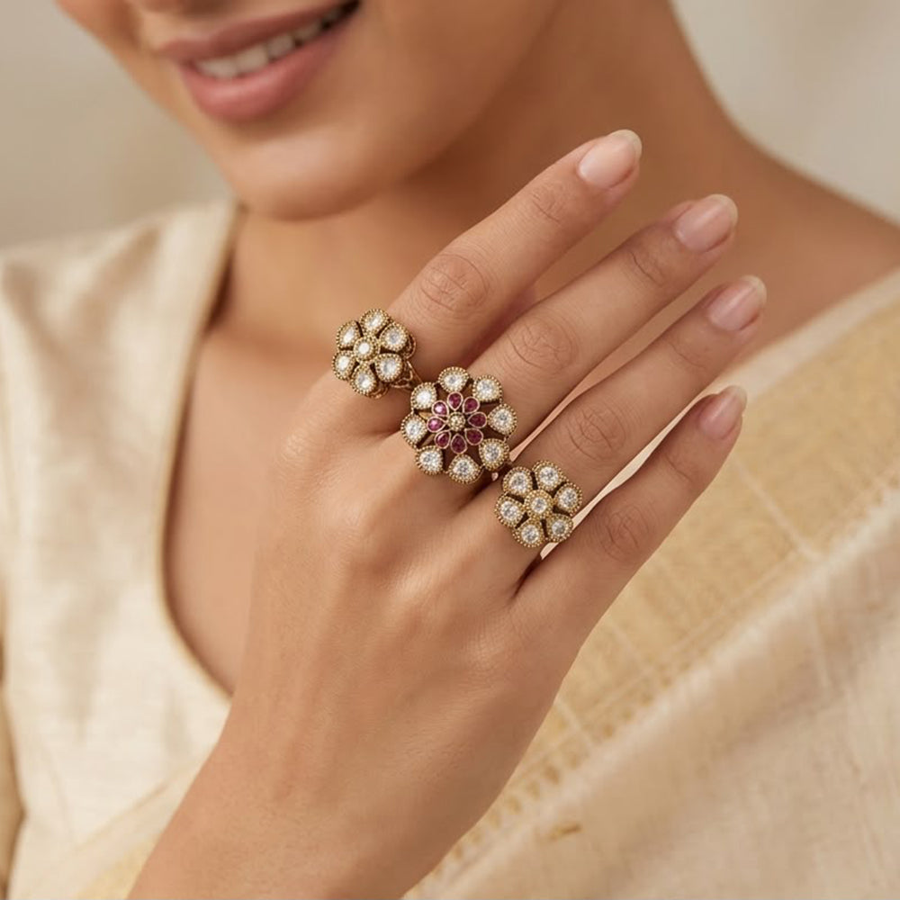 Manisha Jewellery Luxury Polki Kundan Statement Ring