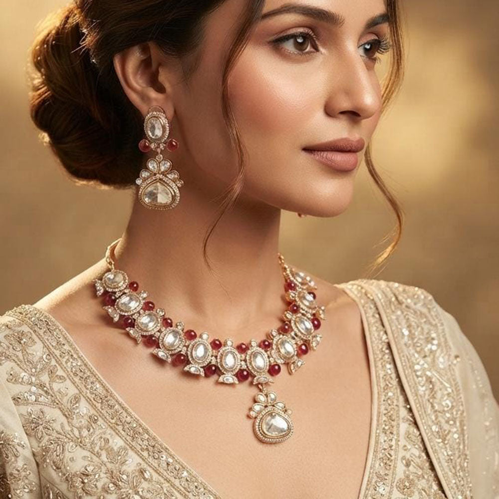 Manisha Jewellery Graceful Kundan Stone And Beads Necklace Set