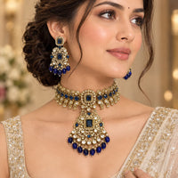 Manisha Jewellery Premium Pota Stone And Beads Choker Necklace Set