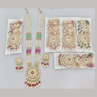 Manisha Jewellery Elegant Kundan Stone And Beads Meenakari Long Necklace Set