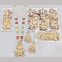 Manisha Jewellery Elegant Kundan Stone And Beads Meenakari Long Necklace Set