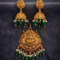 Manisha Jewellery Festive Pota Stone And Beads Temple Pendant Jewellery Set