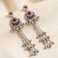 Manisha Jewellery Oxidised Pota Stone And Ghungroo Designer Dangler Earrings