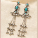 Manisha Jewellery Oxidised Pota Stone And Ghungroo Designer Dangler Earrings