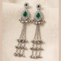 Manisha Jewellery Oxidised Pota Stone And Ghungroo Designer Dangler Earrings