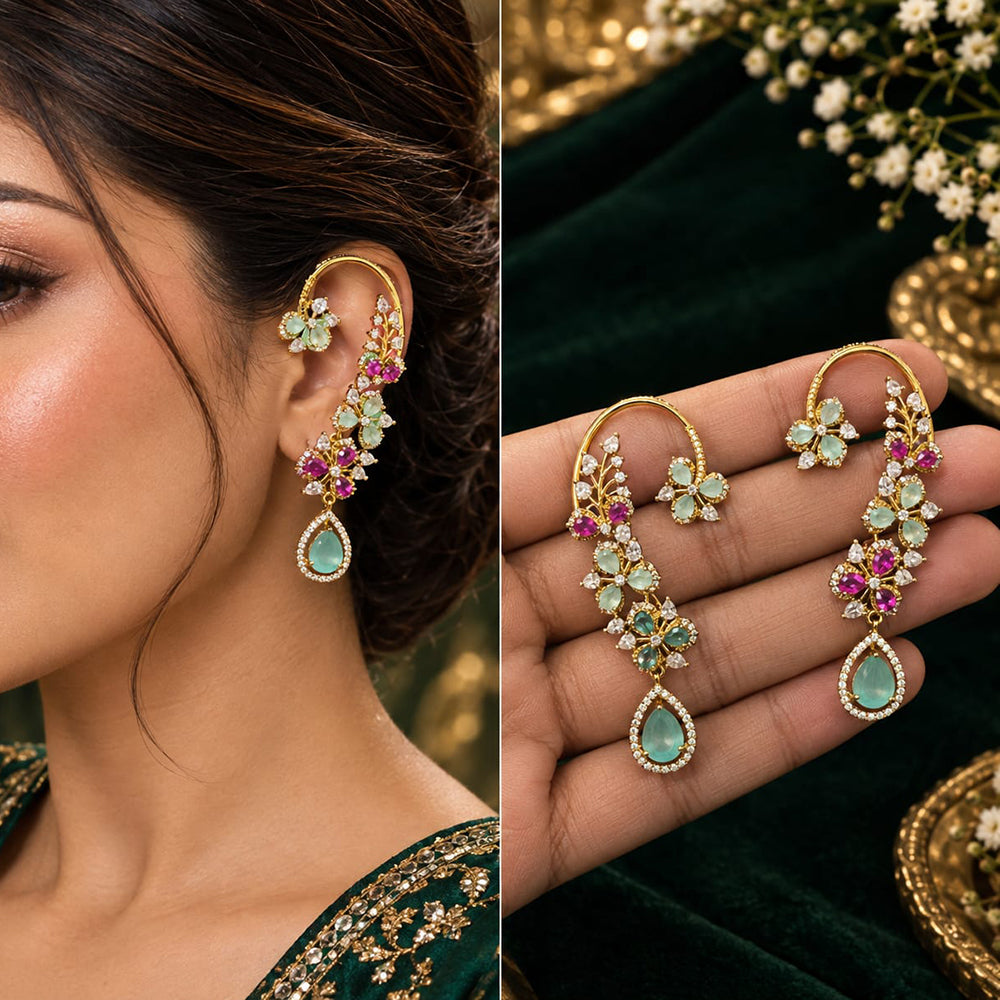 Manisha Jewellery Designer American Daimond Earcuff Earrings 