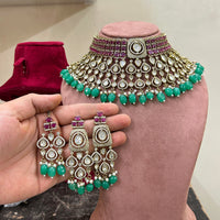 Manisha Jewellery Designer Polki Kundan Stone And Beads Choker Necklace Set