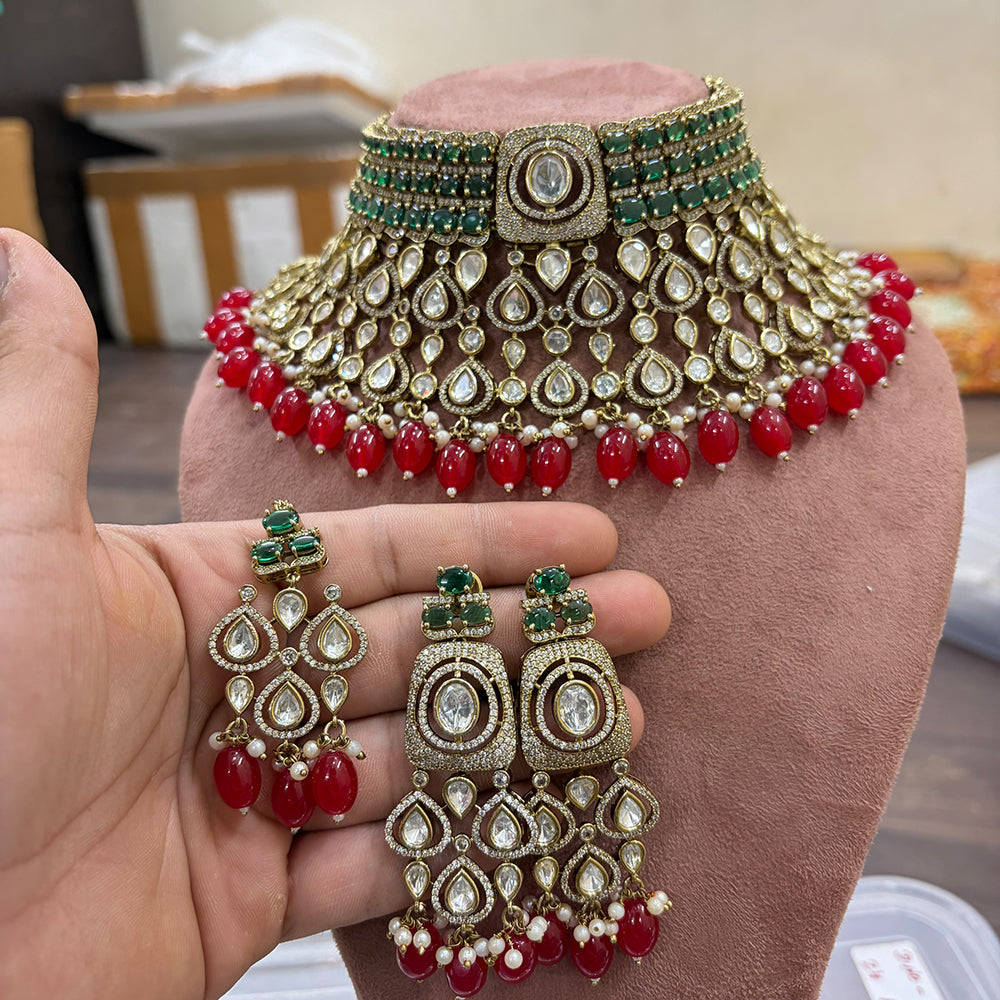 Manisha Jewellery Designer Polki Kundan Stone And Beads Choker Necklace Set