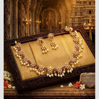 Manisha Jewellery Designer Austrian Stone And Pearl  Necklace Set