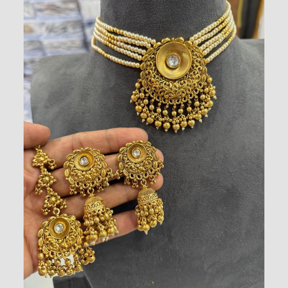 Manisha Jewellery Polki Kundan Stone And Beads Choker Necklace Set