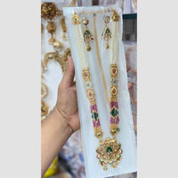 Manisha Jewellery Designer Pota Stone And Pearl Meenakari Long  Necklace Set